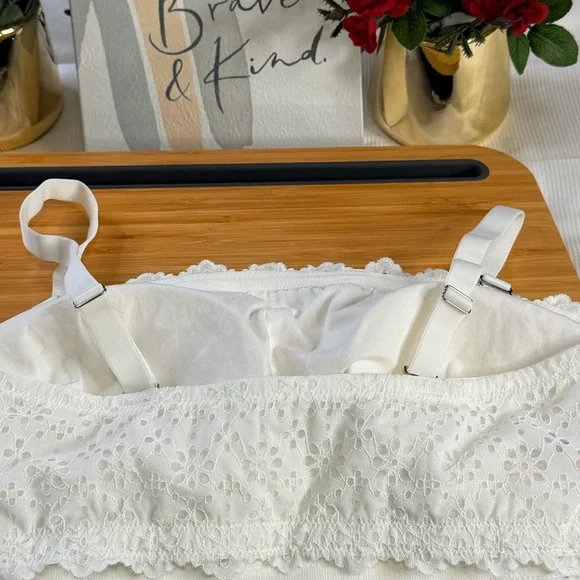 Auden Target White Lace Bandeau Bralette Removable Pad Wirefree Brallette - Picture 5 of 11